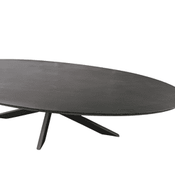 Bankentafel van massief eikenhout, zwart gelakt, modern design, geschikt voor in de eetkamer of woonkamer, handgemaakt meubel bij Mokana Meubelen.