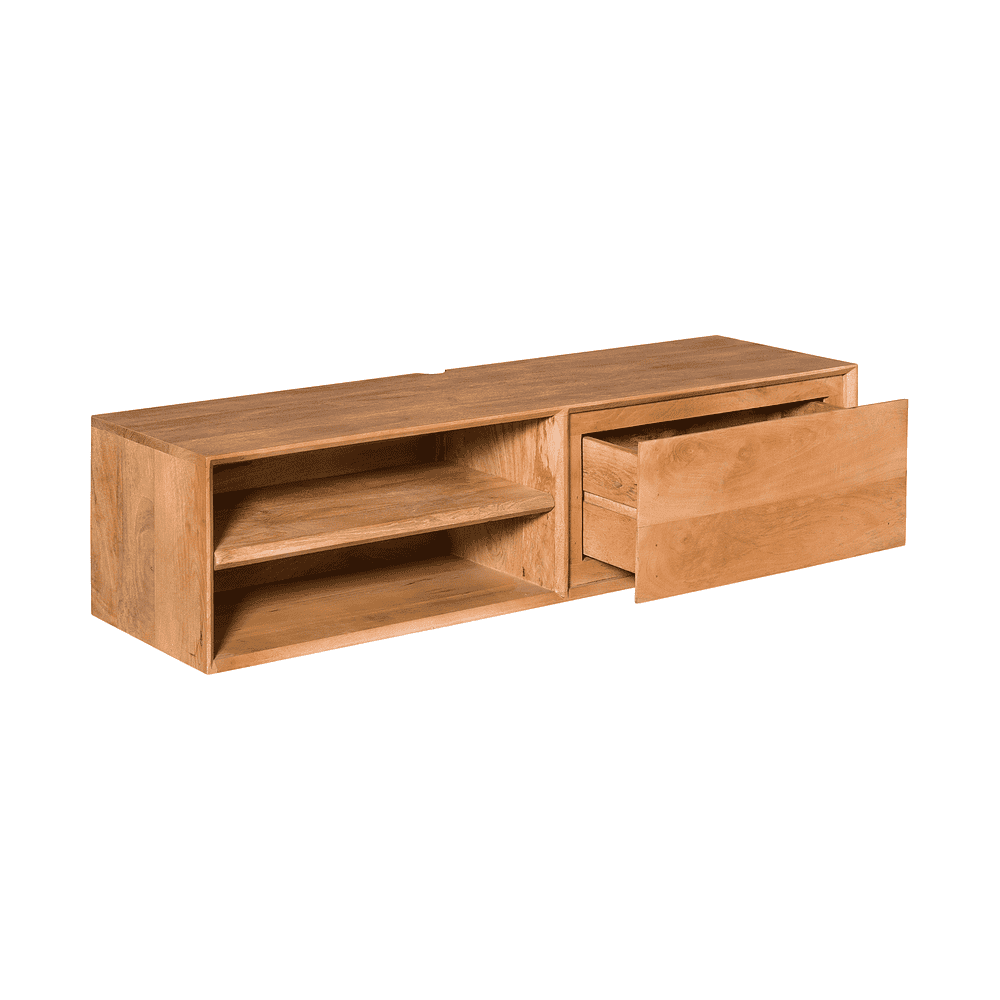 Hoogwaardige massiefhouten TV meubel met ruime opbergruimte en sleek design, perfect voor modern interieur, gemaakt door Mokana Meubelen.