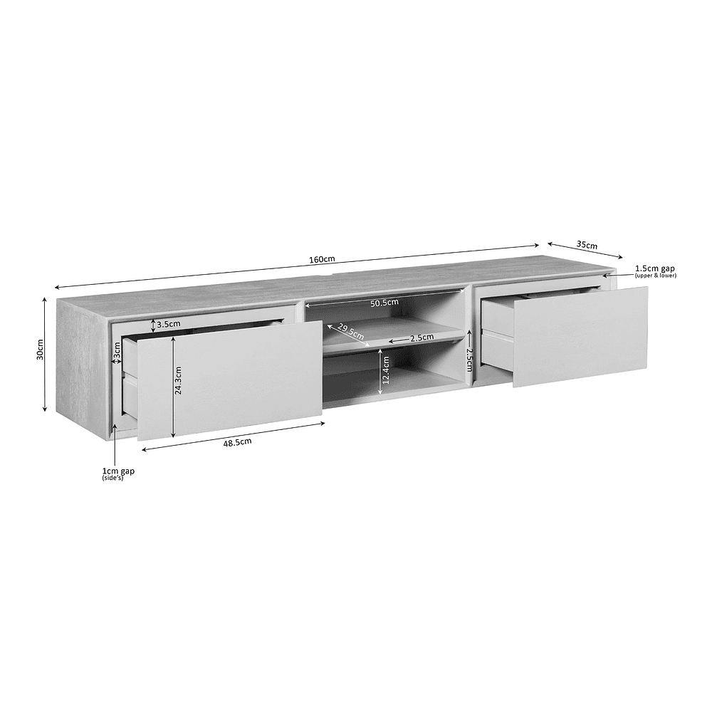 Strak design houten TV-meubel met opbergruimte en verstelbare speelhoeken, ideaal voor je woonkamer of mediawand. Gemaakt van hoogwaardige materialen, maatwerk mogelijk voor een moderne uitstraling.