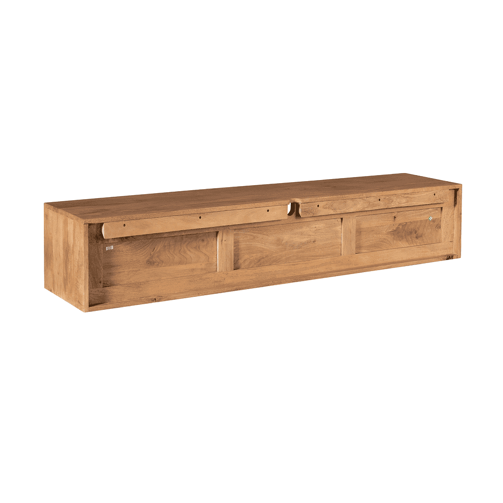 Elegante houten_Lowboard voor TV en opbergruimte, gemaakt van massief mangohout met natuurlijke afwerking, tijdloos design, perfect voor wonen en entertainmentkamers.