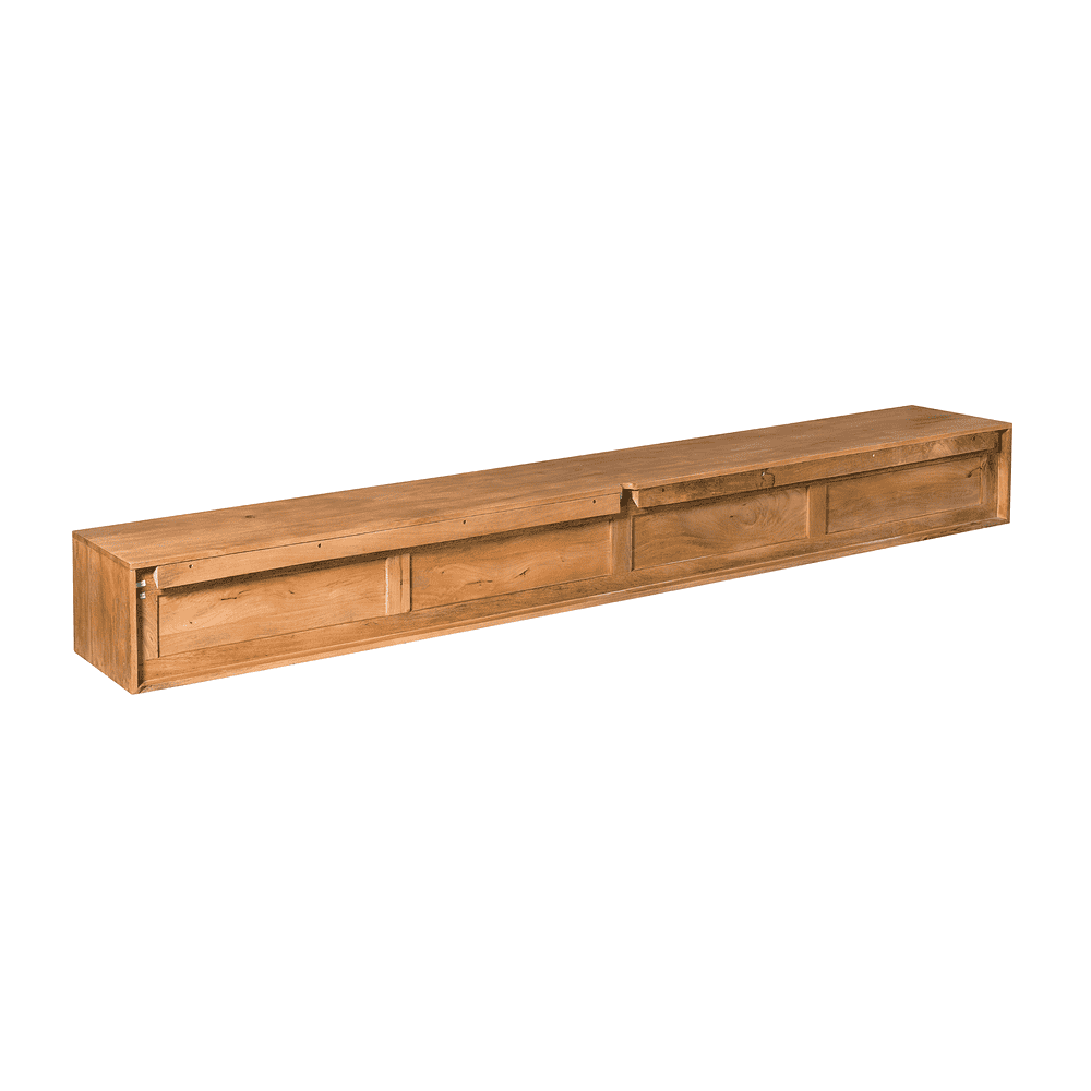 Robuuste houten wandplank van massief hout, perfect voor modern en industrieel interieur, voorraadkast, opbergruimte of decoratie. Duurzaam en stijlvol meubel van Mokana Meubelen.