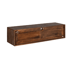 Robuuste houten wandkast van Mokana Meubelen, perfect voor landelijke en vintage interieurs, met dubbele schuifdeuren en natuurlijke afwerking.