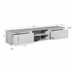 Hoogwaardige houten tv-meubel met verstelbare kasten en open vakken, perfect voor moderne woonkamers en opbergoplossingen.