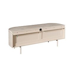 Vintage houten bank met opbergruimte in een lichte afwerking, perfect voor woonkamer of collectiebed. Elegant en functioneel meubelstuk van Mokana Meubelen.
