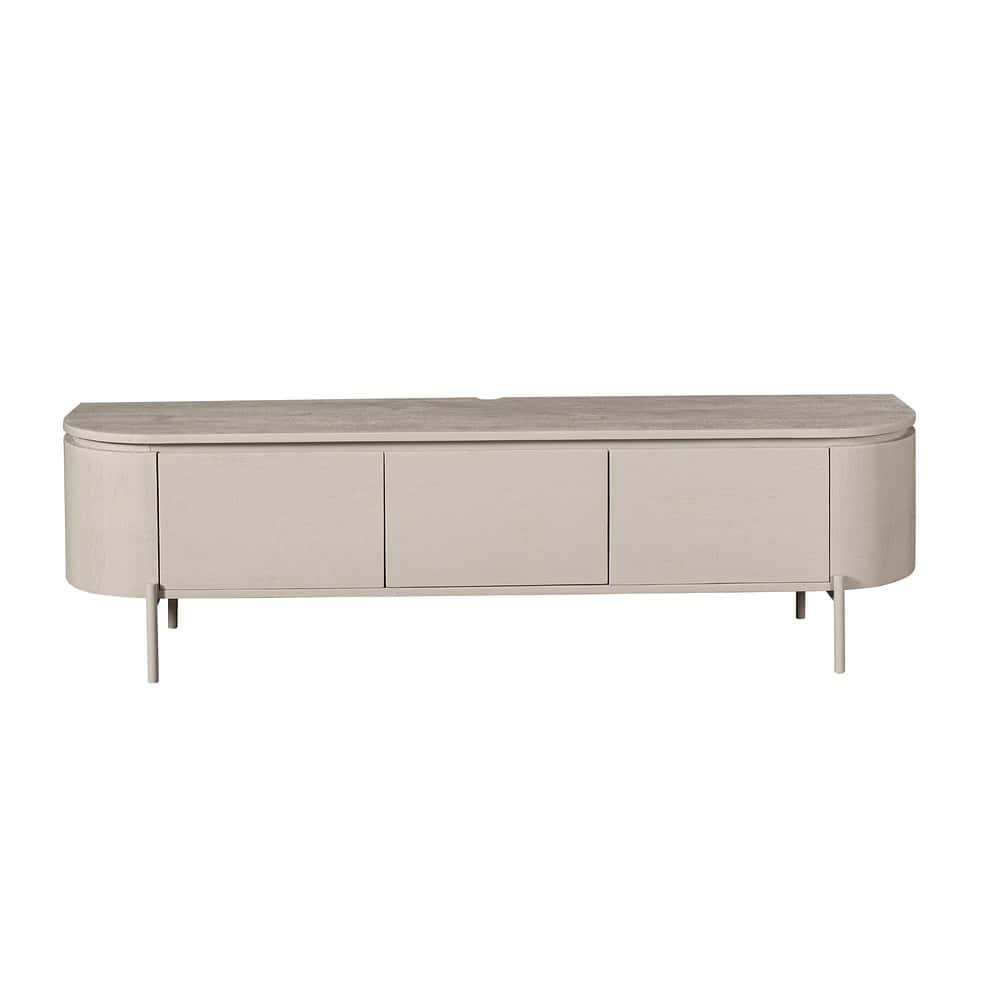 Elegant houten tv-meubel met moderne uitstraling, handgemaakt van hoogwaardig materialen, perfect voor een stijlvolle woonkamer.
