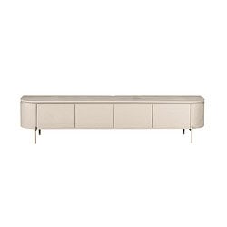 Strak en modern TV-meubel in licht houtmateriaal, perfect voor een stijlvolle woonkamer of tv-kamer. Gemaakt door Mokana meubelen, ontworpen voor functionaliteit en elegantie.
