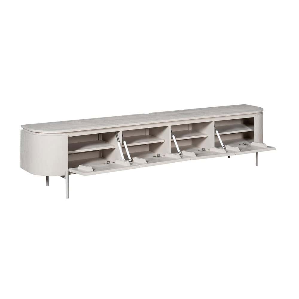Elegante houten dressoir met opbergvakken en uitschuifbare laden voor moderne woonkamermeubels.