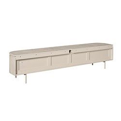 Luxe houten tv-meubel met opbergvakken in een crèmekleurige afwerking, modern design en minimalistische uitstraling. Perfect voor woonkamer of entertainmentruimte.