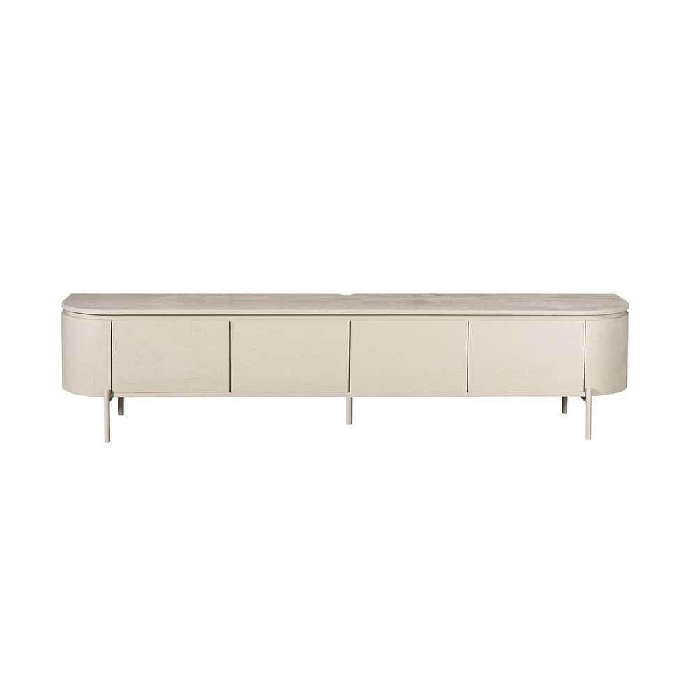 Elegant tv-dressoir van Mokana Meubelen in lichte eikenhouten afwerking, perfect voor moderne interieurs. Ruime opbergmogelijkheden en strak design voor een stijlvolle woonkamer.