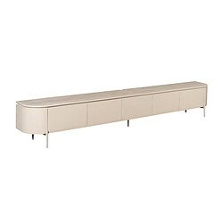 Luxe houten tv-meubel in lichte afwerking met strak design en opbergruimte, perfect voor moderne woonkamers.