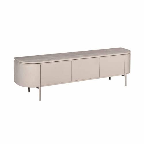 Elegant houten TV meubel met opbergruimte in een lichte, neutrale kleur, perfect voor moderne interieurs. .