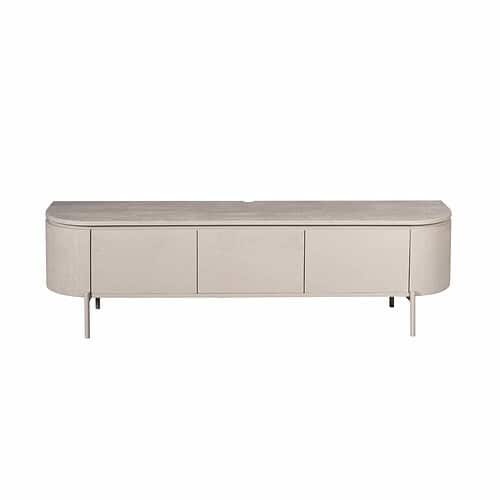 Elegante tv-meubel in licht eikenhout met een strak design en ruime opberglades, perfect voor een moderne woonkamer.