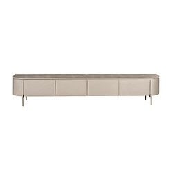 Minimalistisch mediabox meubel in licht eiken met ronde hoeken en twee deurs in Scandinavisch design.