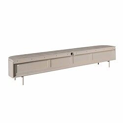 Vintage houten TV-meubel in licht grijs tint, Scandinavisch design, op houten poten, met schuifdeuren en ruime opbergruimte, perfect voor modern interieur.