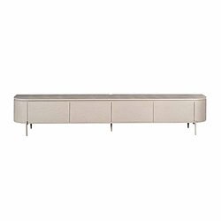 Vintage houten tv-meubel in licht eucalyptushout, modern en strak design, perfect voor een eigentijds interieur.