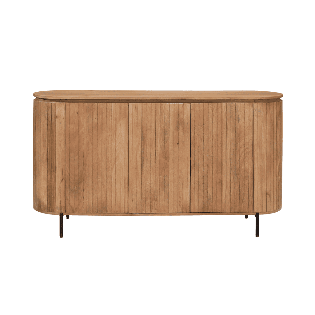 Massief houten buffetkast met zwart metalen poten, rustiek design, handgemaakt, perfect voor moderne en landelijke interieurs, multifunctioneel opbergmeubel, duurzame houtafwerking, elegant en functioneel meubelstuk.