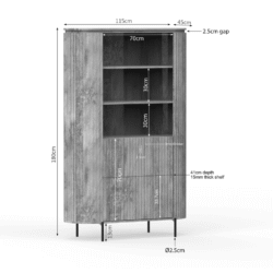 Elegante houten boekenkast met open planken en deur, Scandinavisch design, geschikt voor woonkamers en bibliotheken, maat 180x115x45cm, robuust en tijdloos meubelstuk voor stijlvolle opbergruimte.