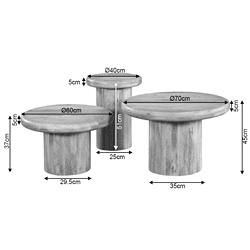 Robuuste houten salontafelset met afmetingen en details, perfect voor een natuurlijke stijlvolle woonkamer of terras, gemaakt door Mokana Meubelen.