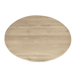 Robuuste eettafel van massief licht eikenhout met natuurlijke houtnerf, perfect voor moderne en landelijke interieurs, geschikt voor eetkamers en vergaderruimtes.