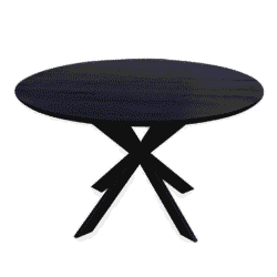 Stoere zwarte houten eettafel, modern ontwerp, perfect voor eigentijdse interieurstyling, geschikt voor dagelijks gebruik en gezellige diners.