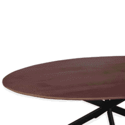 Elegante houten eettafel met modern zwart metalen onderstel, perfect voor een stijlvol interieur en comfortabel dineren.