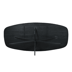 Elegante zwart houten eettafel met inklapbare bladen en metalen onderstel, perfect voor moderne eetkamers en praktische ruimtebesparing.