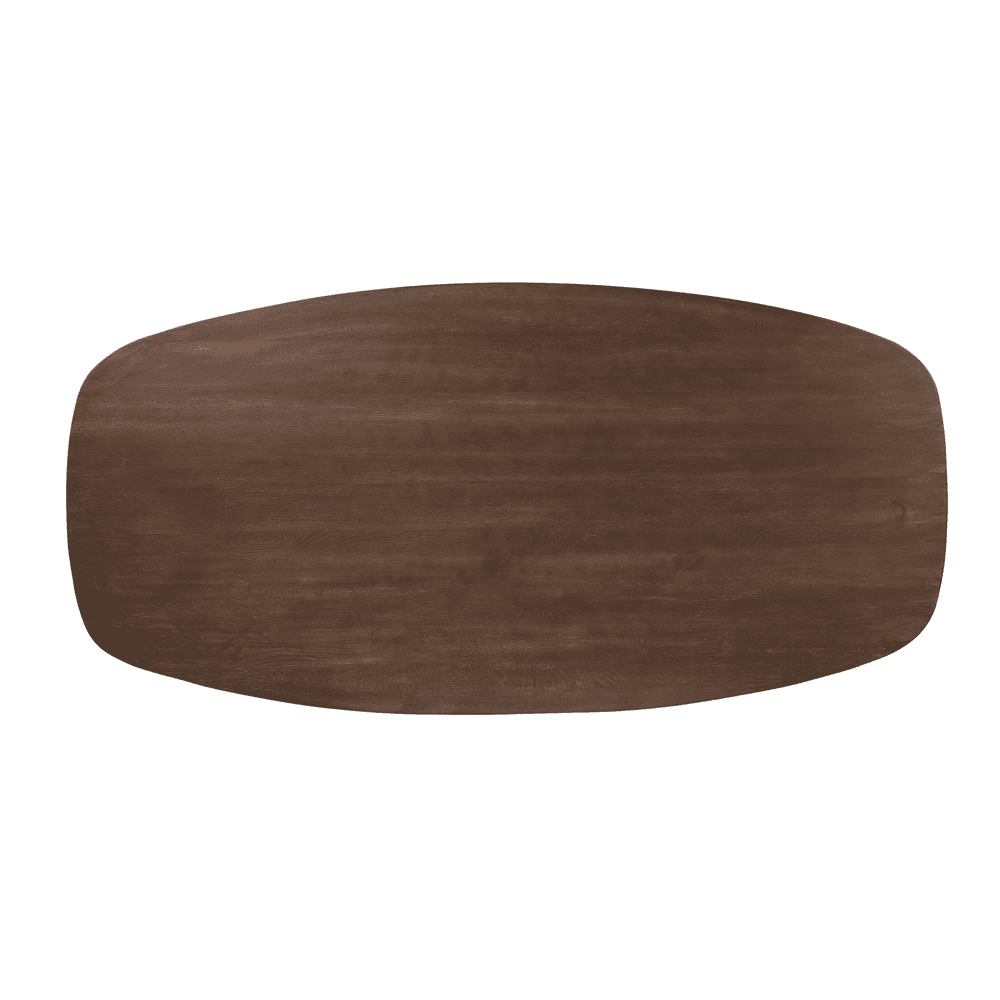 Robuuste eettafel van donker massief hout, perfect voor moderne en landelijke interieurs. Duurzaam en stijlvol design, ideaal voor gezellige etentjes en families.