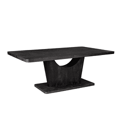 Robuuste zwarte eettafel met unieke sculpturale basis, perfect voor modern interieur en eetkamers. Gemaakt van hoogwaardige materialen voor duurzaamheid en stijl.