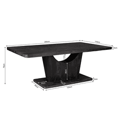 Kunstmatige eikenhouten eettafel met modern design, stevige constructie en rustieke uitstraling, perfect voor eetkamers en restaurants, maat 200x110cm, hoogte 76cm.