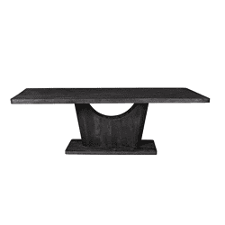 Massief eettafel van donker hout met eigentijds ontwerp, perfect voor moderne eetkamers en interieurs. Een stijlvolle en duurzame meubelkeuze voor vorm en functie.