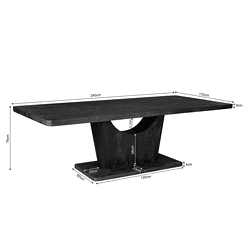 Uniek donkerhouten eettafel met modern design, stevige constructie en afmetingen 240x110x76 cm, perfect voor elegante eetkamers en maatwerk interieur.