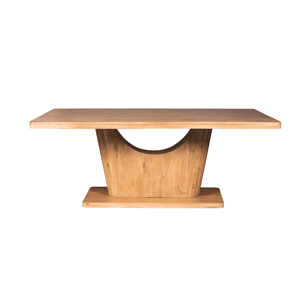 Massief houten eettafel met uniek ontwerp en natuurlijke uitstraling - Mokana Meubelen.
