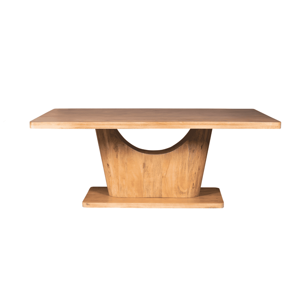 Massief houten uitschuifbare eettafel met uniek houten ontwerp en modern esthetiek – perfect voor warme woonruimtes en stijlvolle eetkamers.
