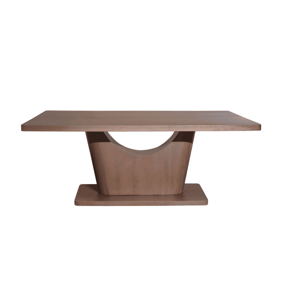 Elegante houten eettafel met modern design, geschikt voor eetkamer of woonruimte, vervaardigd uit massief hout met afwerking in natuurlijke tinten, voor stijlvolle en duurzame meubelkeuze.