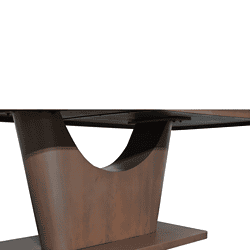 Distinctief houten eettafel met uniek, modern onderstel, handgemaakt van hoogwaardig hout voor een stijlvolle en duurzame uitstraling.