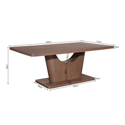 Elegant houten eettafel met moderne ontwerp en afmetingen, perfect voor elke eethoek en interieur, vervaardigd door Mokana Meubelen voor duurzame luxe.