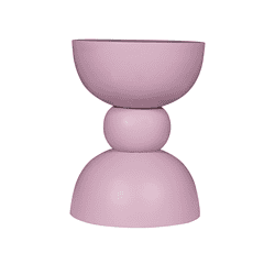 Hoog gladde ronde bijzettafel van mokana meubelen in lichtroze kleur.