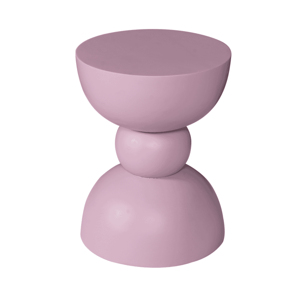 Unieke pinke houten bijzettafel met moderne vorm en strak ontwerp, perfect voor woonkamer of slaapkamer, handgemaakt door Mokana Meubelen, duurzame en stijlvolle woonaccessoire.