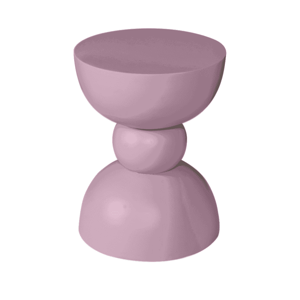 Hoogglans roze bijzettafel met moderne stijl en geometrisch ontwerp voor woonkamer en slaapkamer.