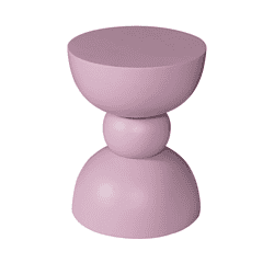 Unieke pinke houten bijzettafel met moderne vorm en strak ontwerp, perfect voor woonkamer of slaapkamer, handgemaakt door Mokana Meubelen, duurzame en stijlvolle woonaccessoire.