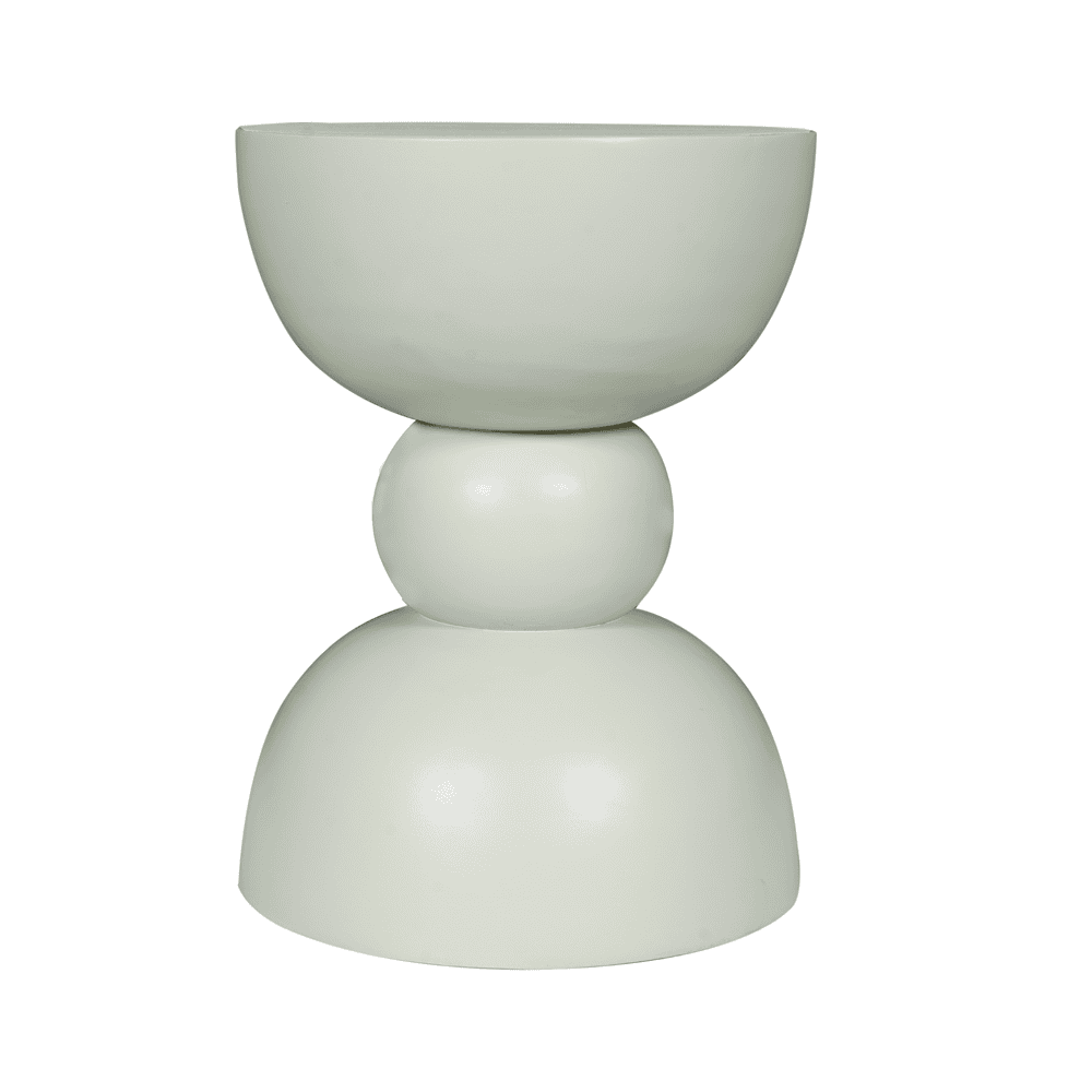 Elegante witte houten bijzettafel met sculpturale vormen, passend in moderne en minimalistische interieurs. Perfect te combineren met diverse woonstijlen voor een stijlvol en functioneel interieuraccent.