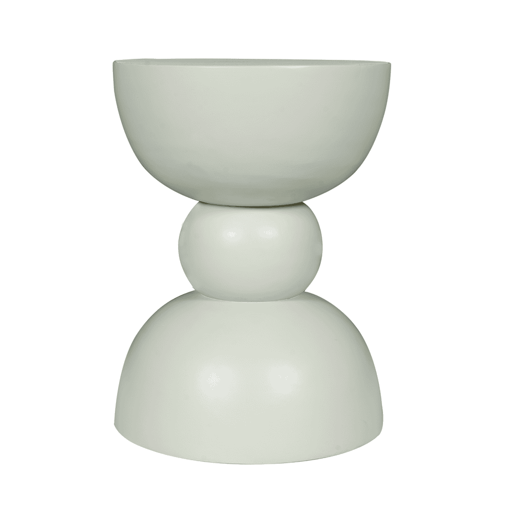 Elegante witte houten bijzettafel met sculpturale vormen, passend in moderne en minimalistische interieurs. Perfect te combineren met diverse woonstijlen voor een stijlvol en functioneel interieuraccent.