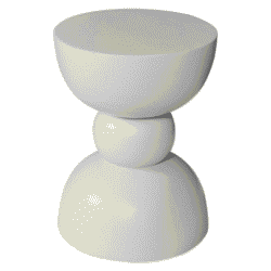 Moderne witte bijzettafel met uniek bolvormig ontwerp, perfect voor modern interieur en multifunctioneel gebruik.