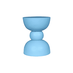 VAanbieding van een modern blauwe bijzettafel of decoratief meubelstuk met ronde vormen en uniek design. Ideaal voor interieurdecoratie en woonaccessoires, vervaardigd van hoogwaardige materialen.