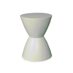 Minimalistische wit afgeronde bijzettafel van hout met een cross-over design, modern en elegant, perfect voor in de woonkamer of slaapkamer als functionele en stijlvolle interieuraccessoire.