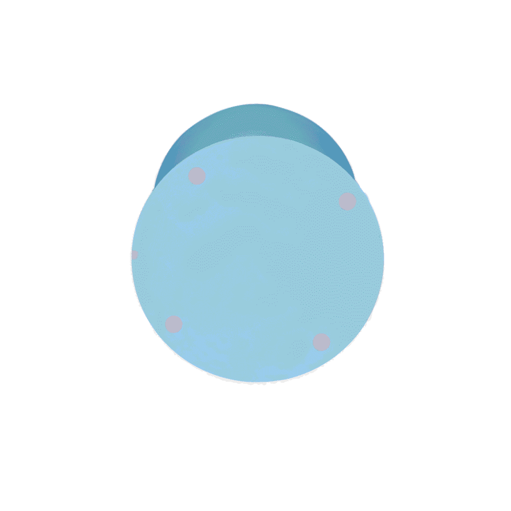 Hoogglans blauwe kinderstoel met ronde basis en stabiele poten, ideaal voor kinderkamers en speelhoeken, gemaakt door Mokana Meubelen voor comfortabel en veilig kinderspeelmeubilair.