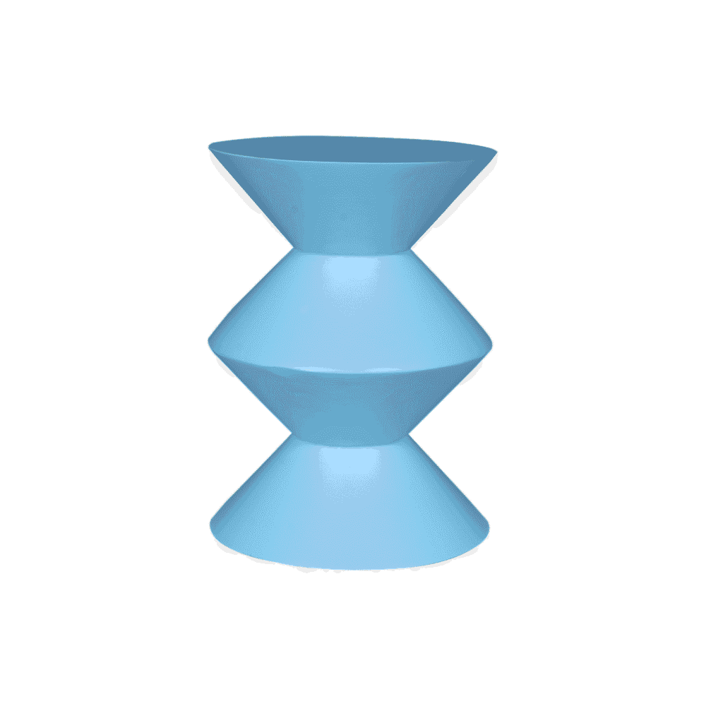 Moderne blauwe bijzettafel met geometrisch design, perfecte aanvulling op eigentijdse woonstijl.