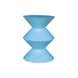 Moderne blauwe bijzettafel met geometrisch design, perfecte aanvulling op eigentijdse woonstijl.