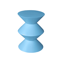 Unieke blauwe bijzettafel met moderne, gelijkmatige vormen, perfect voor in elk interieur. Gemaakt door Mokana Meubelen, stijlvol en functioneel meubelstuk voor elke woonruimte.