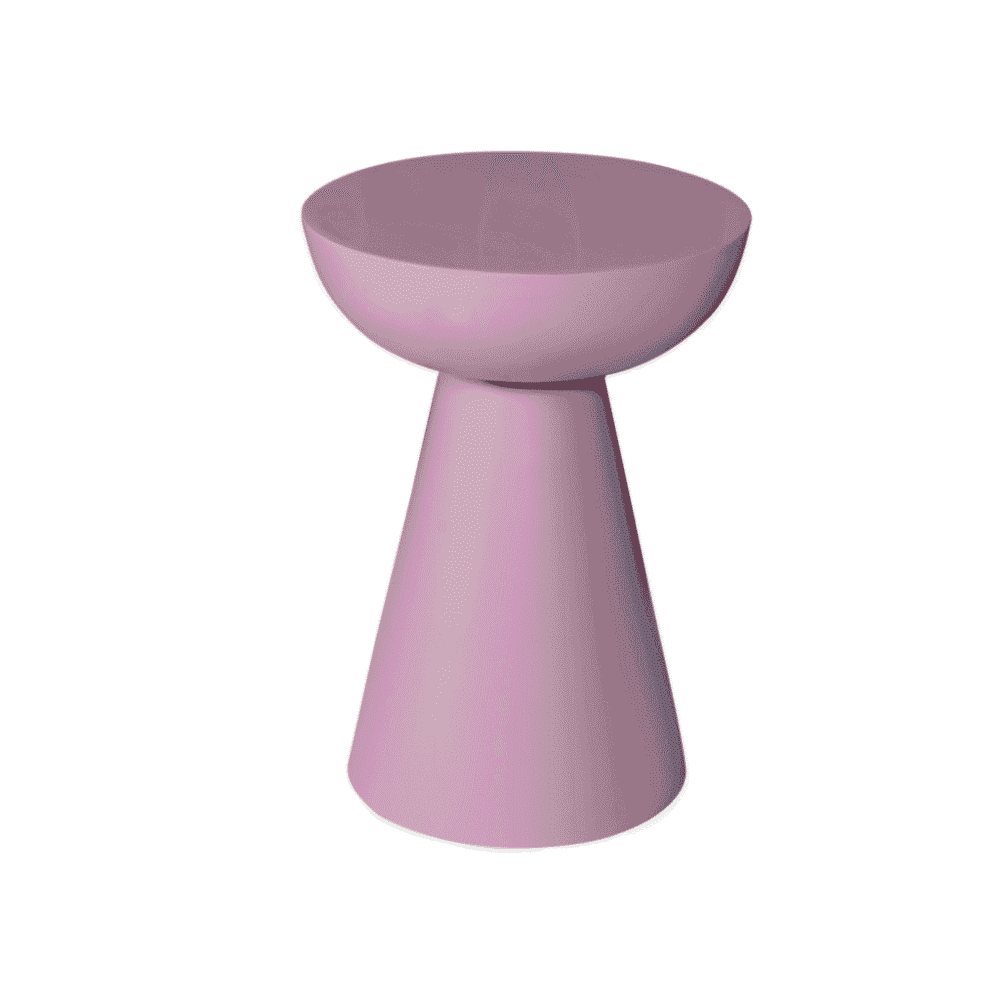 Unieke roze bijzettafel met moderne, strakke stijl, perfect voor een stijlvolle woonkamer of slaapkamer, vervaardigd door Mokana Meubelen.